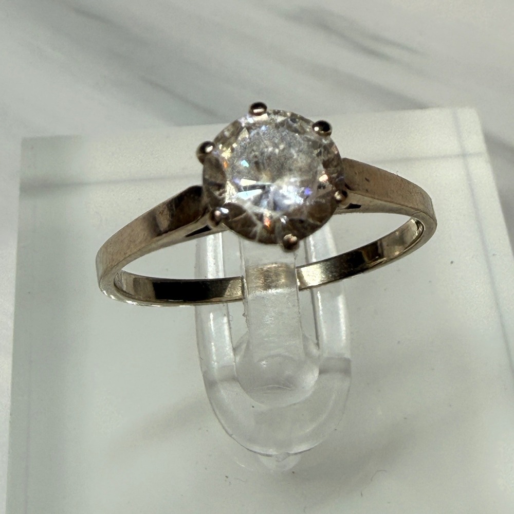 Vintage 14k Yellow Gold Solitaire Ring Glass Stone Size 7.25 2.0g